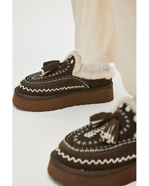 Nan-Ku Couture Green Nordic Shearling Slip-Ons By