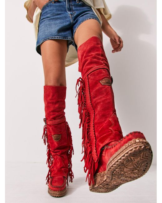 Free People Red Drifter Tall Mocc Boots