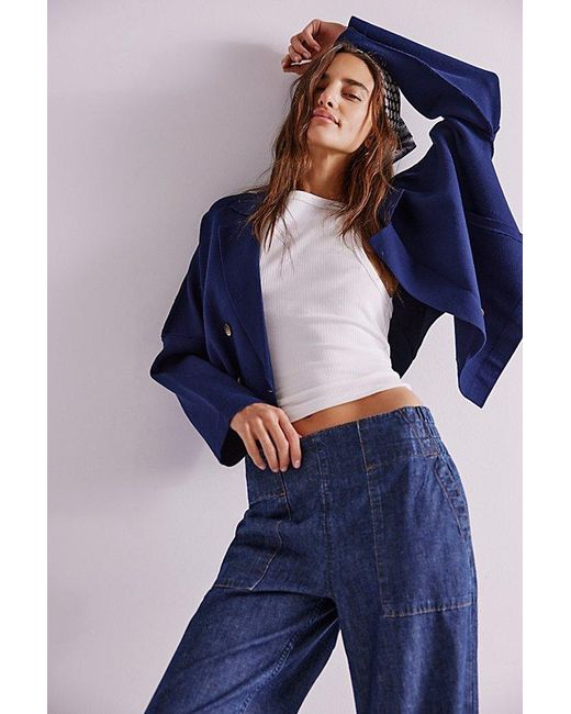 Free People Blue Breezy Denim Pull-on Jeans