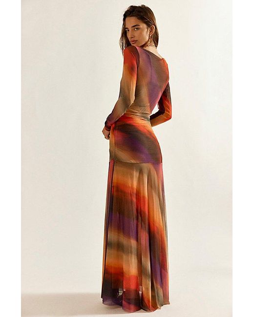 knee length dresses for ladies Sunnei Mesh Maxi Dress – Fit & Flare Floral Mesh Maxi main image 0