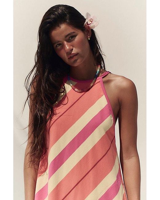 free-est Pink Sunspell Striped Midi Dress By