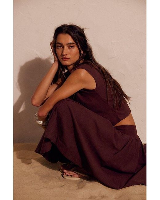 free-est Brown Annette Tee Skirt Set By