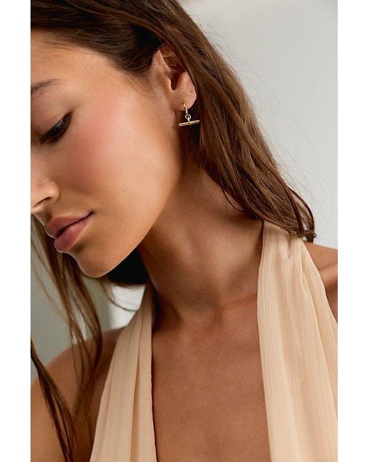 Daisy London Metallic Estee Plate T-Bar Charm Hoops