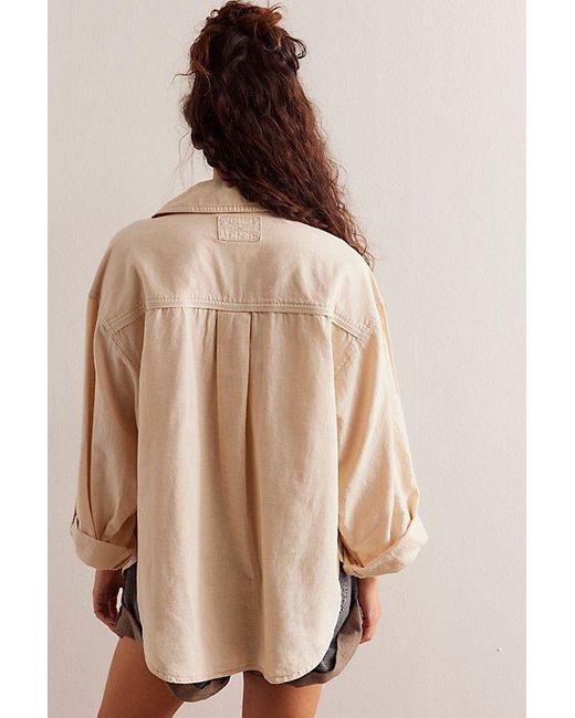 Free People Brown Made For Sun Linen Shirt