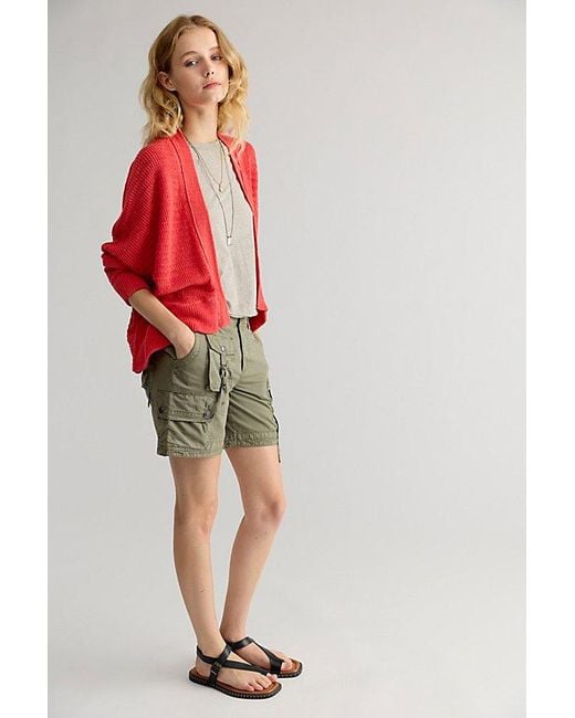 Free People Red Mad About You Linen Cardi