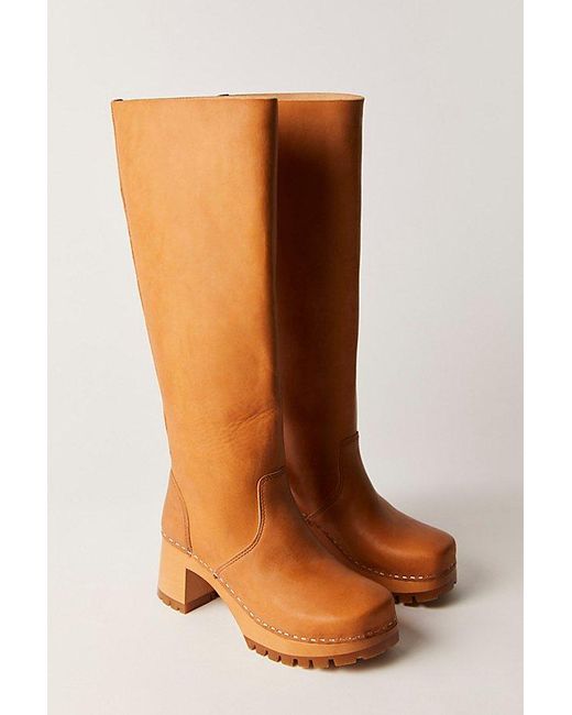 Swedish Hasbeens Cori Clog Boots in Brown Lyst