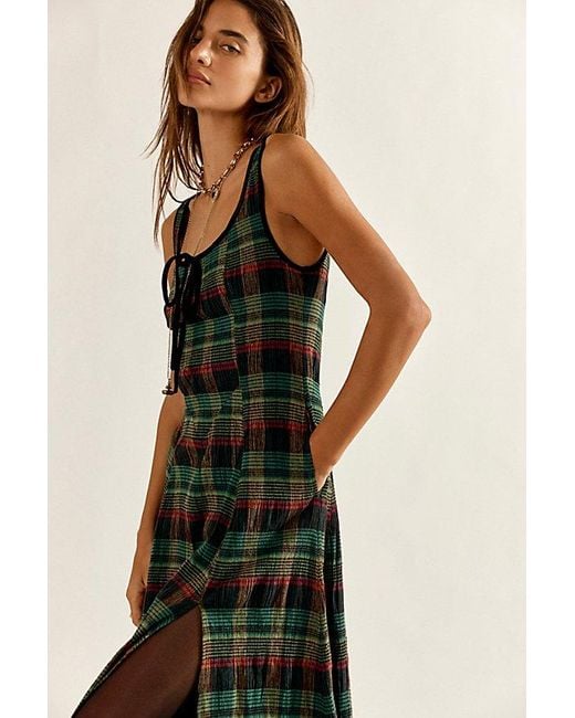 Free People Black Freya Plaid Midi Dress