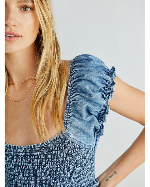 Free People Daphne Denim Mini Dress in 