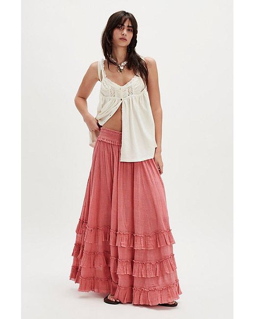 Free People Red Fp One Brynn Maxi Skirt
