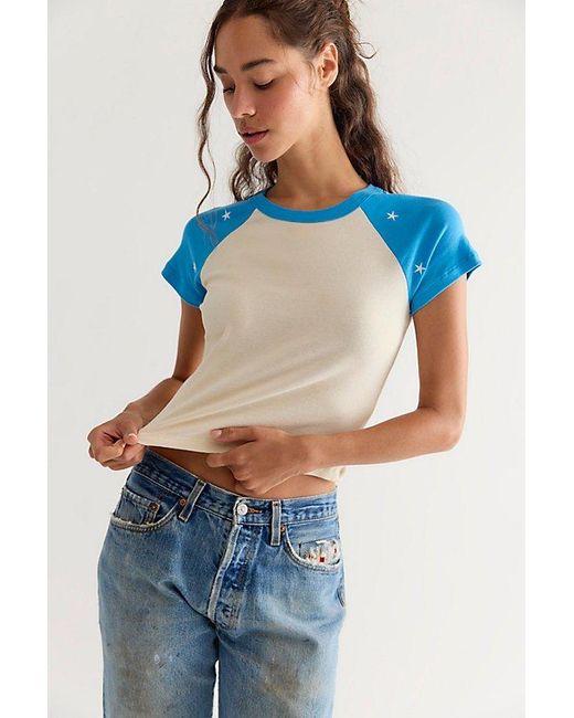Daydreamer Blue Star Cropped Raglan Sleeve Tee