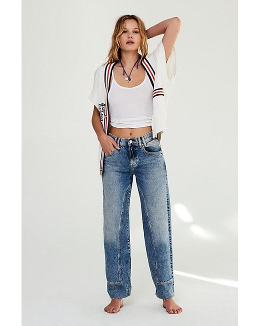 Free People Blue We The Free Risk Taker High-Rise Jeans