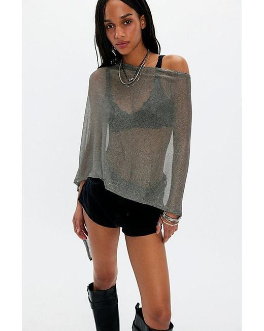 Free People Gray Midnight Poncho Jacket