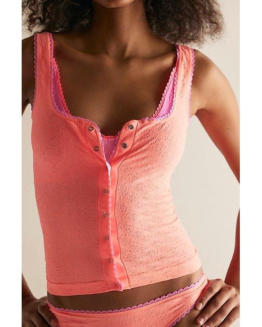 Intimately By Free People Red Sweet Point Seamless Cardi Tank Top By