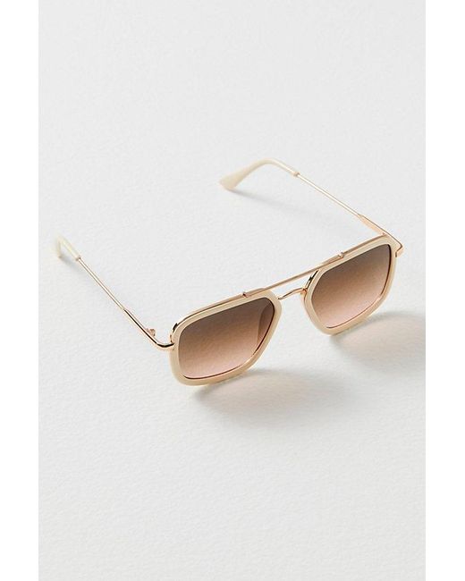 Free People Natural Luna Classic Aviator Sunglasses