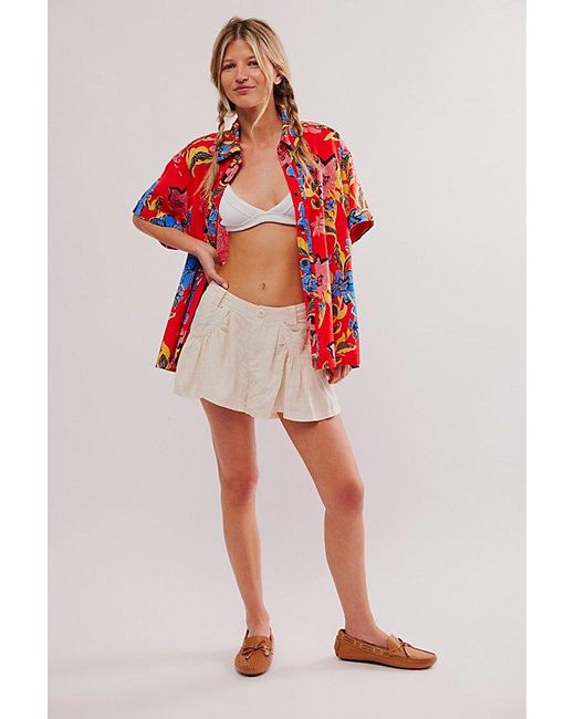 Free People Red Big Time Trouser Shorts