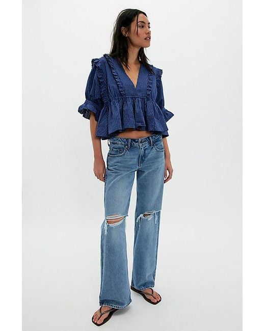 Free People Blue Miley Cotton Top