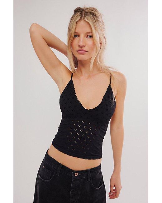 Intimately By Free People Black Eyelet Seamless Triangle Cami By
