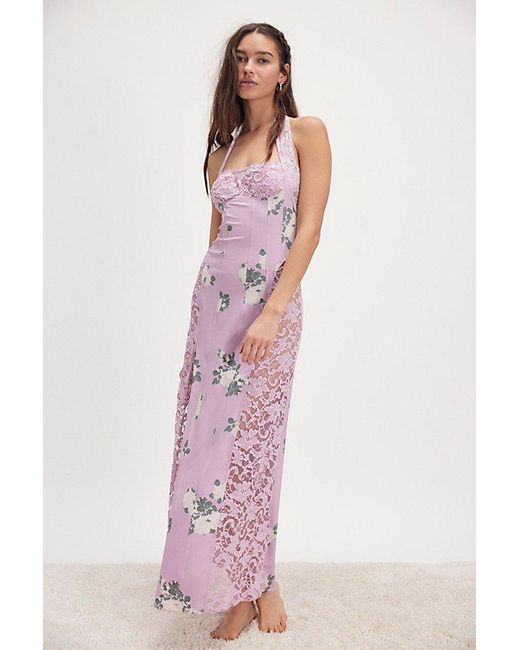 Free People Purple Love You Most Printed Maxi Slip