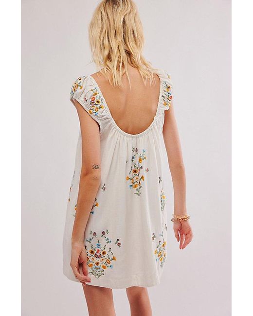 Free People Brown Wildflower Embroidered Mini Dress