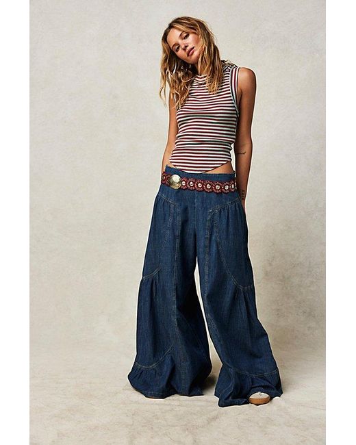 Free People Dawn On Me Wide-leg Jeans At Free People In London Blue, Size: Xs