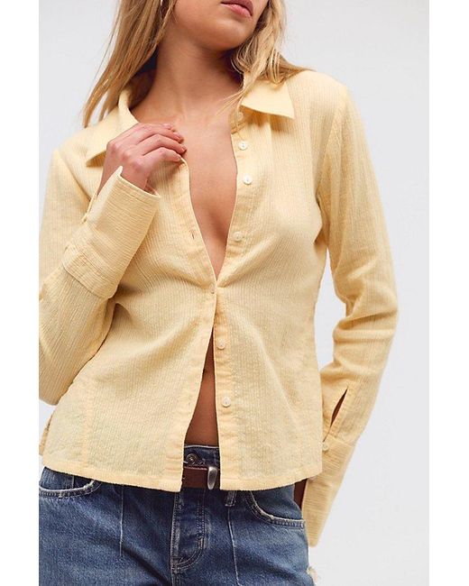 Free People Blue Mallory Solid Shirt