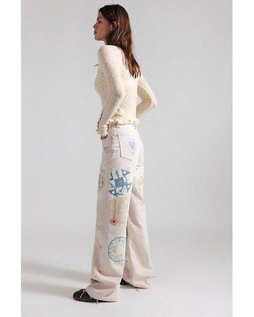 Free People White Tinsley Printed Jeans