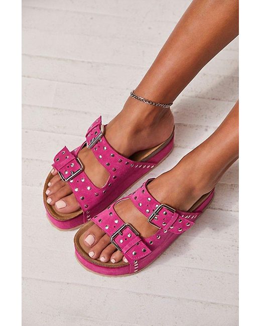 INTENTIONALLY ______ Pink Studded Rule Breaker Flatform Sandals