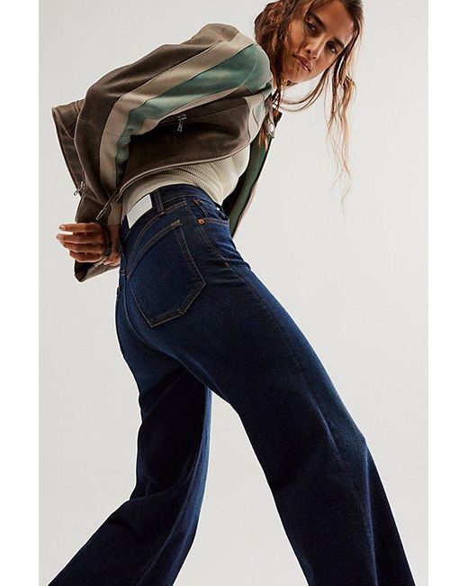 Re/done Blue High-Rise Wide-Leg Cropped Jeans