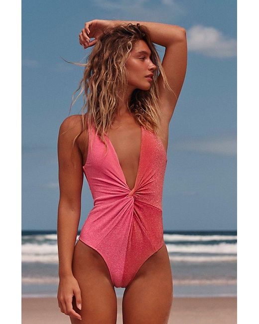 Juillet Red Olivia Shine One-piece Swimsuit At Free People In Aura Luxe Shimmer, Size: Xs