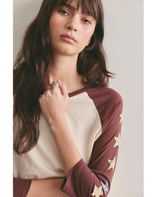 Daydreamer Natural Star Raglan Sleeve Baseball Tee