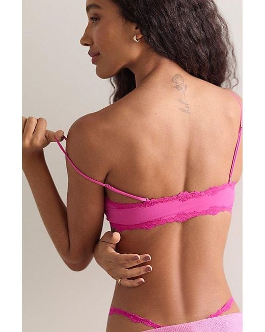 Intimately By Free People Red Charlie Lace Microfiber V-Neck Bralette By