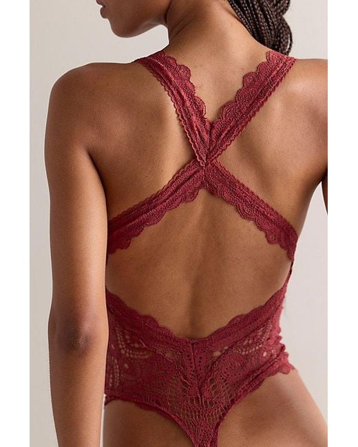 Intimately By Free People Red Moonlit Meadow Lace Bodysuit By