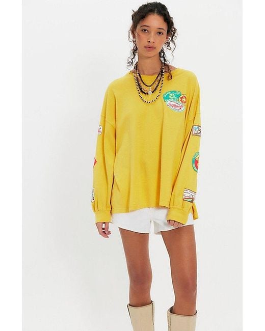 Daydreamer Yellow Surf Patched Long Sleeve Tee
