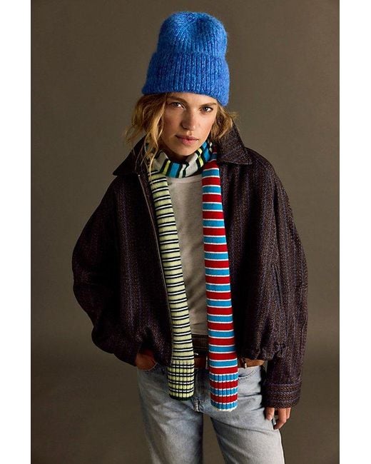 Free People Multicolor Stars Hollow Stripe Skinny Scarf