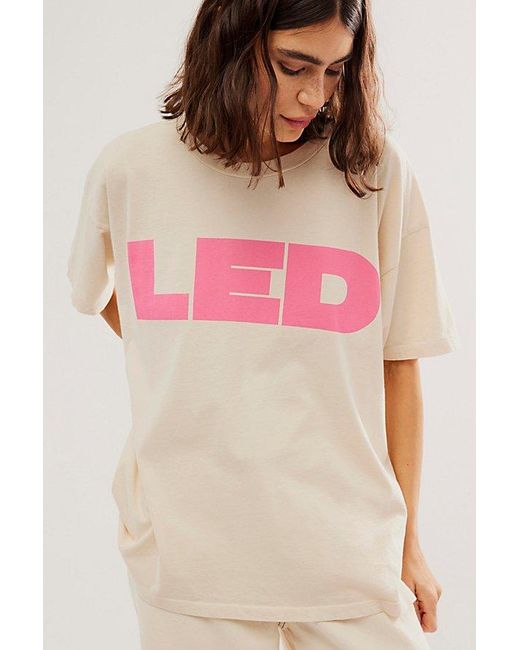 Daydreamer Pink Led Zep Merch Tee At Free People In Dirty White, Size: Small