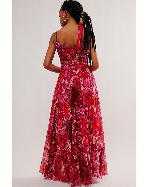 Free People Red Fp One Ciella Printed Maxi Dress