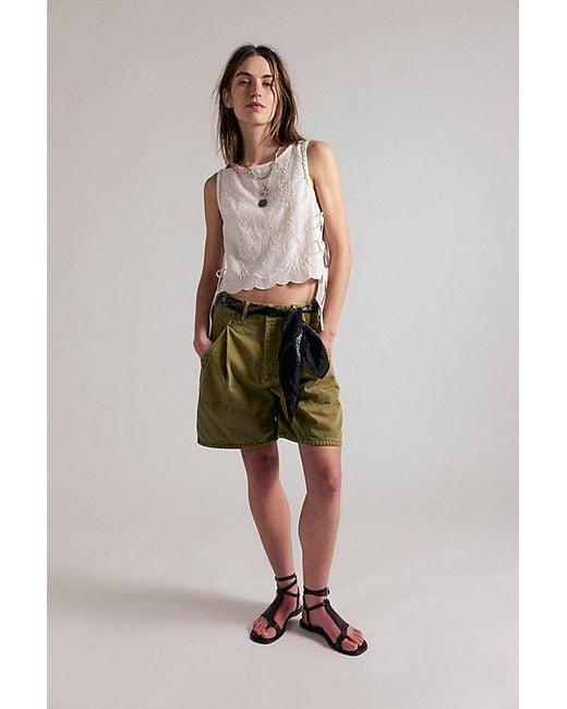 Free People Green Wild Rebel Barrel Shorts