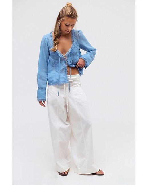 Free People Blue Forevermore Long-Sleeve Top