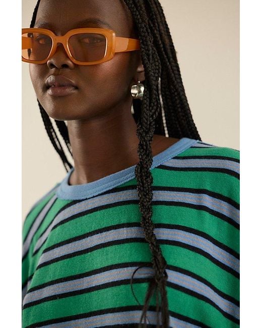 Free People Green Frankie Rectangle Sunglasses