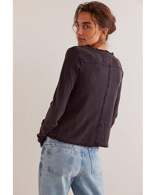 Free People Black Penny Pointelle Cardi