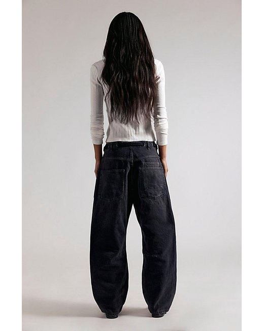 Free People Black Moxie Pull-On Barrel Jeans
