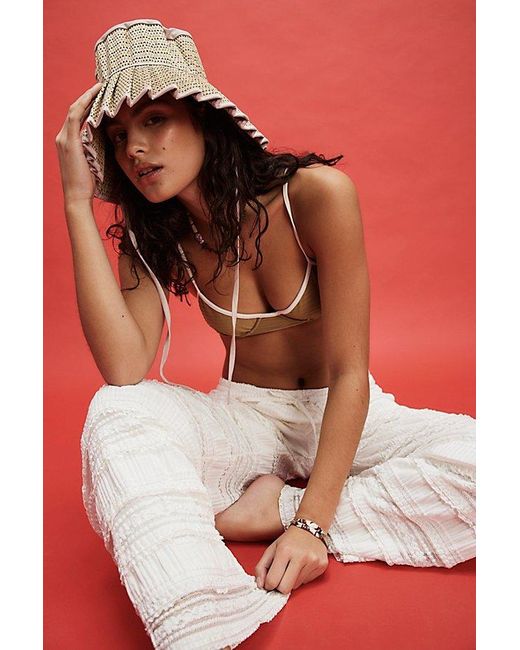 Free People Red Basque Luxe Capri Maxi Bucket Hat