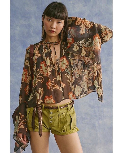Free People Green Calipsa Micro Cargo Shorts
