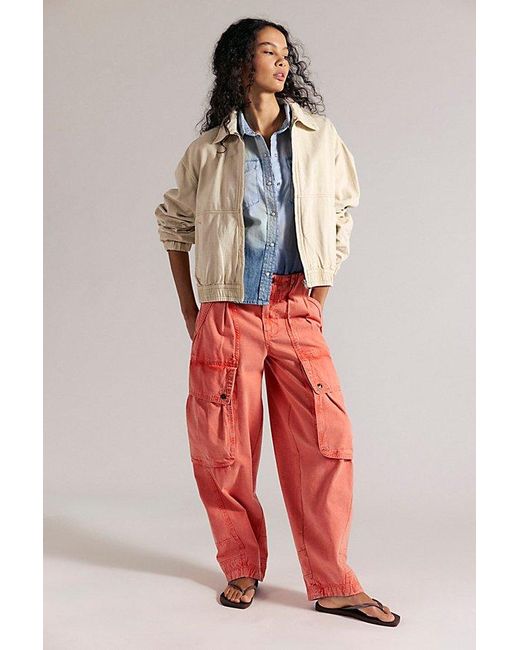 Free People Red We The Free Brentwood Slouchy Cargo Pants