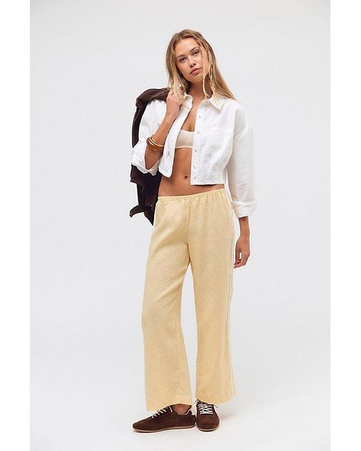 DONNI. Natural The Linen Stripe Crop Pants