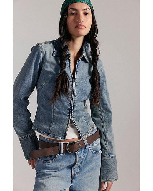Free People Multicolor Sammy Denim Zip-Up Top