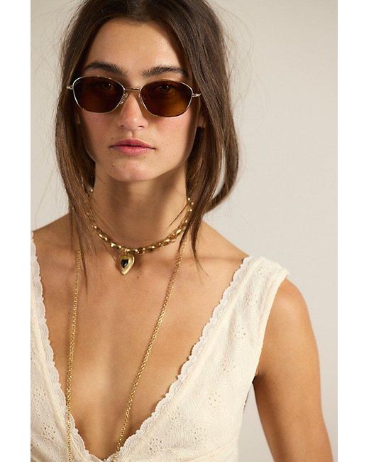 Free People Natural Bridgitte Square Polarized Sunglasses