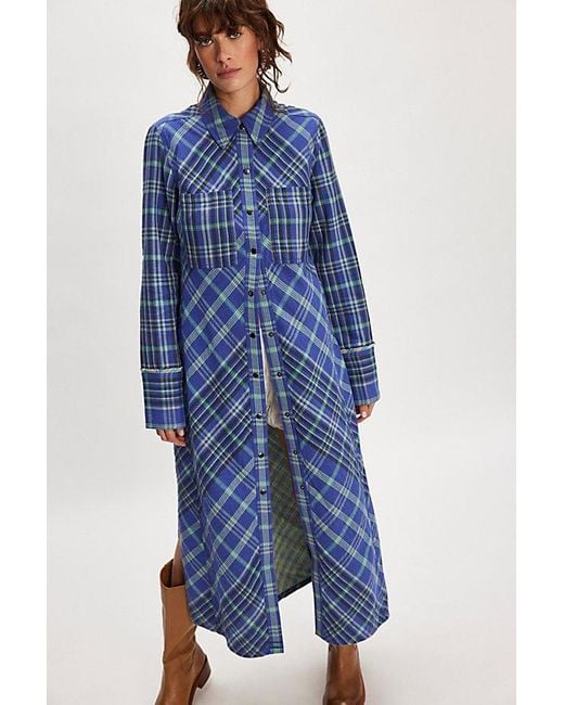 Free People Blue Ruth Long Shirt
