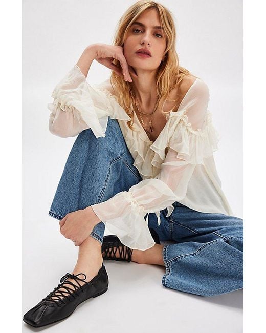 Alohas Blue Aureline Lace-Up Flats
