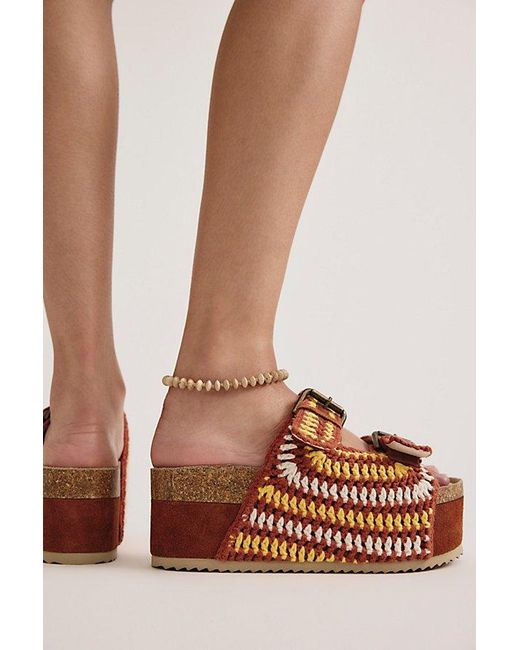 INTENTIONALLY ______ Brown Spring Breaker Flatform Sandals By